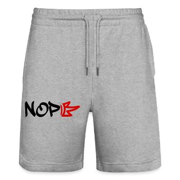 No Kings in America since 1776 - Stanley/Stella Trainer Unisex Organic Jogging Shorts - heather grey - Front - Nik (191cm) & Marisol (170cm)