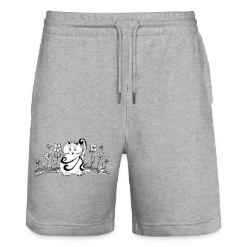 Cat - Stanley/Stella Trainer Unisex Organic Jogging Shorts - heather grey - Front - Nik (191cm) & Marisol (170cm)