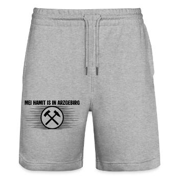 Mei Hamit is in Arzgebirg - Stanley/Stella Unisex Bio Joggingshorts Trainer  - Grau meliert - Vorne - Nik (191cm) & Marisol (170cm)