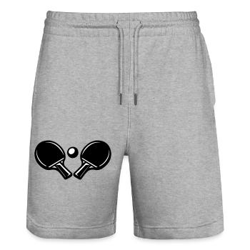 Icône de la batte de tennis de table - Short de jogging bio TRAINER Stanley/Stella unisexe - gris chiné - Devant - Nik (191cm) & Marisol (170cm)
