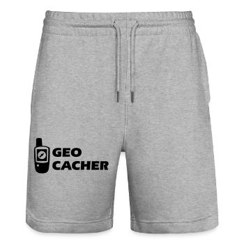 Geocaching GPS Geocacher - Stanley/Stella Unisex Bio Joggingshorts Trainer  - Grau meliert - Vorne - Nik (191cm) & Marisol (170cm)