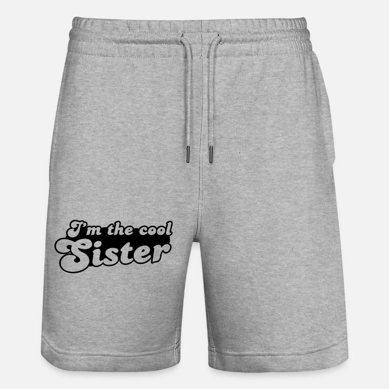 Ich bin die Schwester COOL - Stanley/Stella Unisex Bio Joggingshorts Trainer  - Grau meliert
