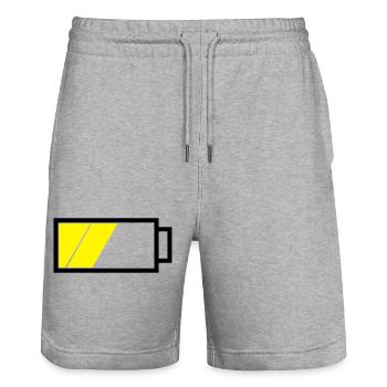 Battery half full - Stanley/Stella Trainer Unisex Organic Jogging Shorts - heather grey - Front - Nik (191cm) & Marisol (170cm)