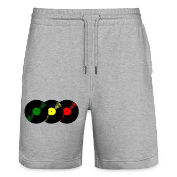 Reggae Schallplatten - Stanley/Stella Unisex Bio Joggingshorts Trainer  - Grau meliert - Vorne - Nik (191cm) & Marisol (170cm)