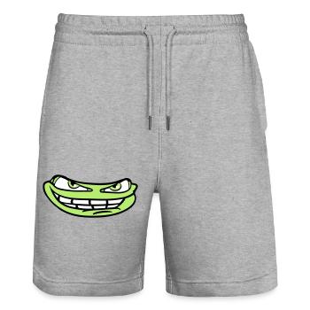 visage tête mal meme sourire drôle comique comique - Short de jogging bio TRAINER Stanley/Stella unisexe - gris chiné - Devant - Nik (191cm) & Marisol (170cm)