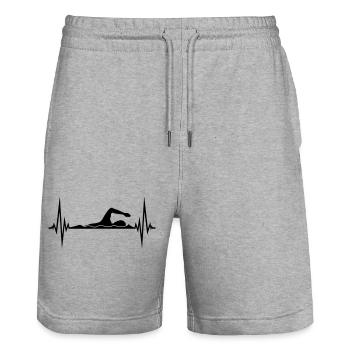 frequenz herzschlag puls schwimmen schwimmer verei - Stanley/Stella Unisex Bio Joggingshorts Trainer  - Grau meliert - Vorne - Nik (191cm) & Marisol (170cm)
