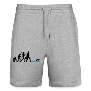 evolution entwicklung geboren zum schwimmen logo s - Stanley/Stella Unisex Bio Joggingshorts Trainer  - Grau meliert - Vorne - Nik (191cm) & Marisol (170cm)