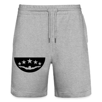 semicircle circle round palms island beach holiday fe - Stanley/Stella Trainer Unisex Organic Jogging Shorts - heather grey - Front - Nik (191cm) & Marisol (170cm)