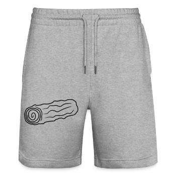 kontur holz stock feuerholz huette holzscheit rind - Stanley/Stella Unisex Bio Joggingshorts Trainer  - Grau meliert - Vorne - Nik (191cm) & Marisol (170cm)