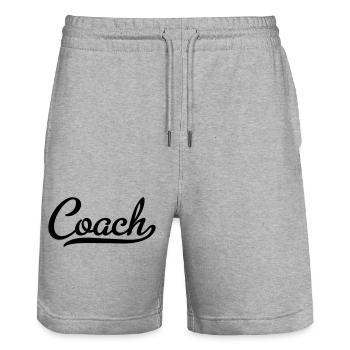 coach - Stanley/Stella Trainer Unisex Organic Jogging Shorts - heather grey - Front - Nik (191cm) & Marisol (170cm)