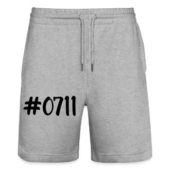 #0711 - Short de jogging bio TRAINER Stanley/Stella unisexe - gris chiné - Devant - Nik (191cm) & Marisol (170cm)