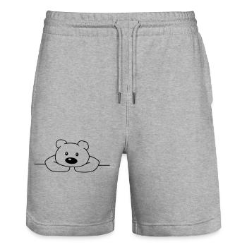 Mignon mignon mignon ours triste ours brun - Short de jogging bio TRAINER Stanley/Stella unisexe - gris chiné - Devant - Nik (191cm) & Marisol (170cm)