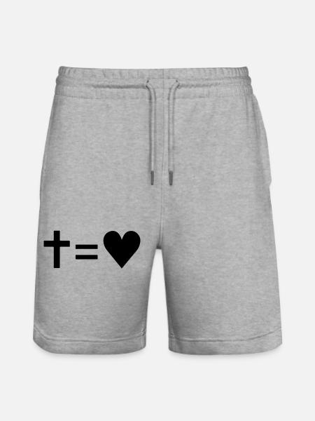 Cross = heart - Stanley/Stella Trainer Unisex Organic Jogging Shorts - heather grey