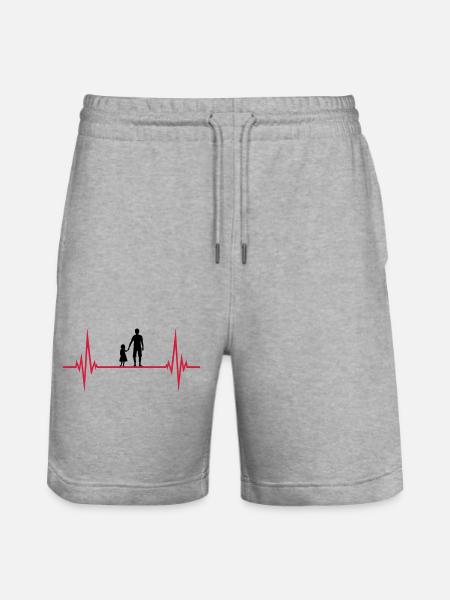 pulso del ritmo cardíaco papá padre e hija va - Pantalones cortos de deporte ecológicos unisex Trainer de Stanley/Stella - gris jaspeado