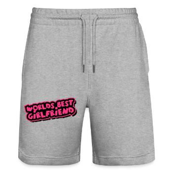 Worlds best Girlfriend Comic Cartoon - Stanley/Stella Unisex Bio Joggingshorts Trainer  - Grau meliert - Vorne - Nik (191cm) & Marisol (170cm)