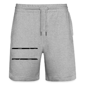2 Graffiti brushstroke lines - Stanley/Stella Trainer Unisex Organic Jogging Shorts - heather grey - Front - Nik (191cm) & Marisol (170cm)