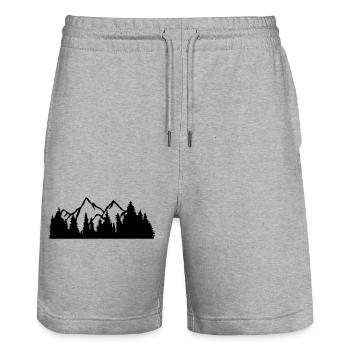 sommet montagnes collines forêt montagneux voyage vacances fer - Short de jogging bio TRAINER Stanley/Stella unisexe - gris chiné - Devant - Nik (191cm) & Marisol (170cm)