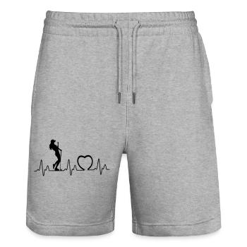 Heartbeat avec coeur golf1 - Short de jogging bio TRAINER Stanley/Stella unisexe - gris chiné - Devant - Nik (191cm) & Marisol (170cm)