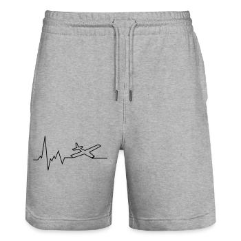 heartbeat glider - Stanley/Stella Trainer Unisex Organic Jogging Shorts - heather grey - Front - Nik (191cm) & Marisol (170cm)