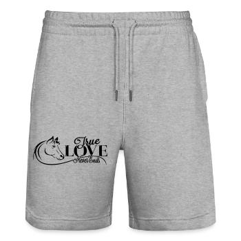 Horse True Love never Ends True love never ends - Stanley/Stella Trainer Unisex Organic Jogging Shorts - heather grey - Front - Nik (191cm) & Marisol (170cm)