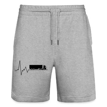 herzschlag aufleger lkw - Stanley/Stella Unisex Bio Joggingshorts Trainer  - Grau meliert - Vorne - Nik (191cm) & Marisol (170cm)