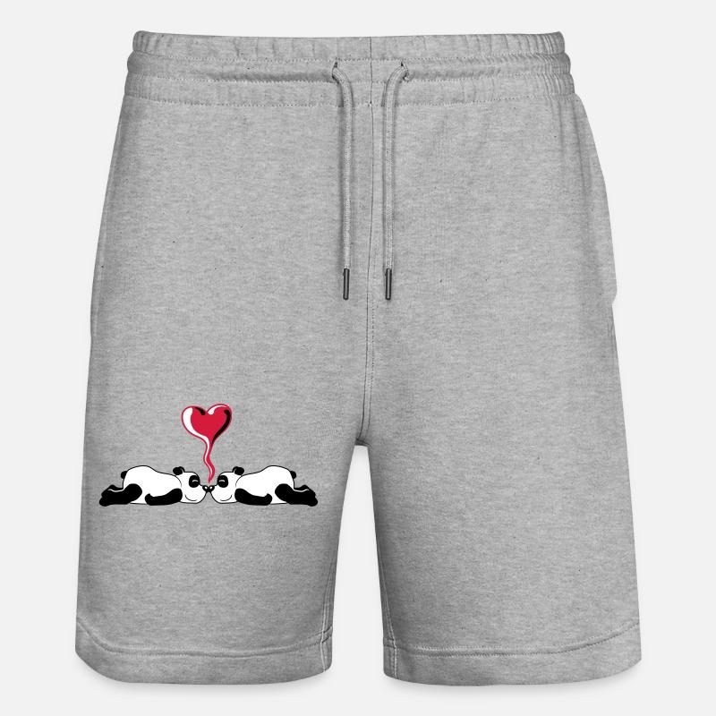 Herz 2 Pandabaer - Stanley/Stella Unisex Bio Joggingshorts Trainer  - Grau meliert