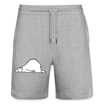 The lazy Paule Sleeping bear Sleeping Bear Sleeping Bear - Stanley/Stella Trainer Unisex Organic Jogging Shorts - heather grey - Front - Nik (191cm) & Marisol (170cm)