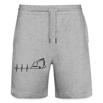 herzschlag bagger - Stanley/Stella Unisex Bio Joggingshorts Trainer  - Grau meliert - Vorne - Nik (191cm) & Marisol (170cm)