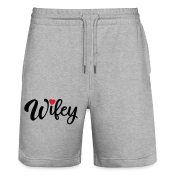 Wifey - Cœur mignon, cadeau pour femme femmes mariées - Short de jogging bio TRAINER Stanley/Stella unisexe - gris chiné - Devant - Nik (191cm) & Marisol (170cm)