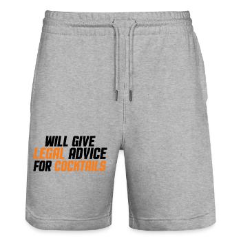 Funny Lawyer Attorney Quote & Cocktails Lover - Stanley/Stella Trainer Unisex Organic Jogging Shorts - heather grey - Front - Nik (191cm) & Marisol (170cm)