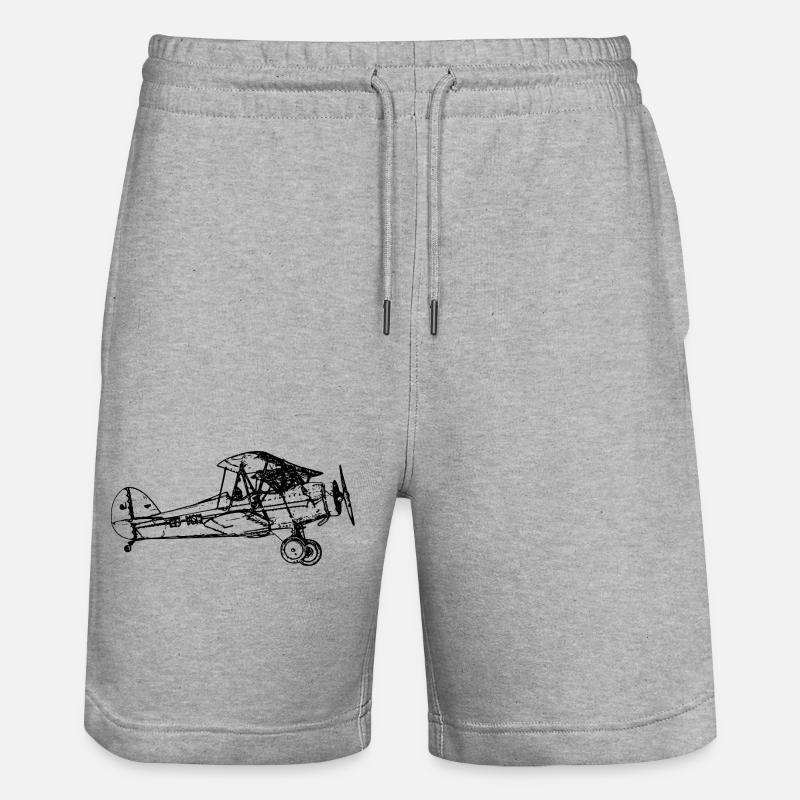 Biplan d’aéronef - Short de jogging bio TRAINER Stanley/Stella unisexe - gris chiné