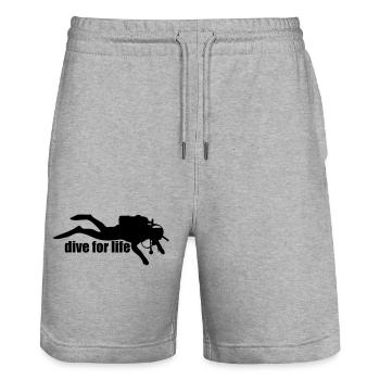 Diver Silhouette – Freediving Minimal Art - Stanley/Stella Unisex Bio Joggingshorts Trainer  - Grau meliert - Vorne - Nik (191cm) & Marisol (170cm)
