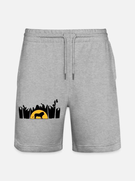 Jungle Male Lion - Stanley/Stella Trainer Unisex Organic Jogging Shorts - heather grey