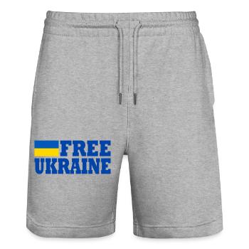 Free ukraine - Stanley/Stella Unisex Bio Joggingshorts Trainer  - Grau meliert - Vorne - Nik (191cm) & Marisol (170cm)