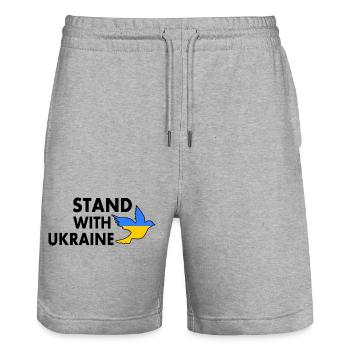stand with ukraine - Stanley/Stella Unisex Bio Joggingshorts Trainer  - Grau meliert - Vorne - Nik (191cm) & Marisol (170cm)