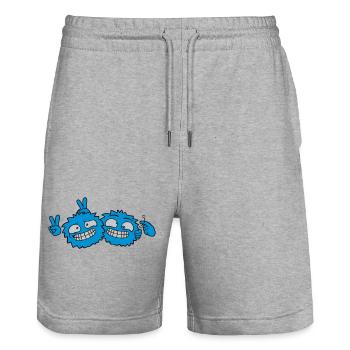 2 Crazy Friends - Stanley/Stella Trainer Unisex Organic Jogging Shorts - heather grey - Front - Nik (191cm) & Marisol (170cm)