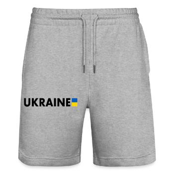Ukraine - Stanley/Stella Unisex Bio Joggingshorts Trainer  - Grau meliert - Vorne - Nik (191cm) & Marisol (170cm)