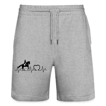 battement de cœur Cheval 8 - Short de jogging bio TRAINER Stanley/Stella unisexe - gris chiné - Devant - Nik (191cm) & Marisol (170cm)