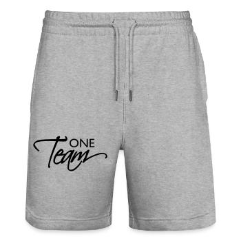 Teamgeist One Team - Stanley/Stella Unisex Bio Joggingshorts Trainer  - Grau meliert - Vorne - Nik (191cm) & Marisol (170cm)