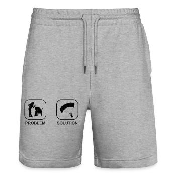 Paragleiter Fallschirmspringen lustige Paragliding - Stanley/Stella Unisex Bio Joggingshorts Trainer  - Grau meliert - Vorne - Nik (191cm) & Marisol (170cm)