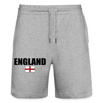 England - Stanley/Stella Trainer Unisex Organic Jogging Shorts - heather grey - Front - Nik (191cm) & Marisol (170cm)