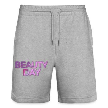 Beauty Day - Stanley/Stella Trainer Unisex Organic Jogging Shorts - heather grey - Front - Nik (191cm) & Marisol (170cm)
