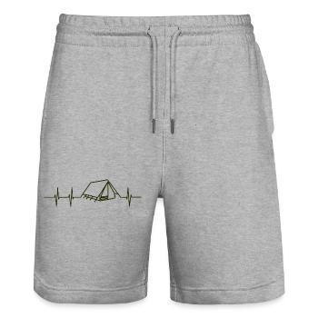 Herzfrequenz Camping - Stanley/Stella Unisex Bio Joggingshorts Trainer  - Grau meliert - Vorne - Nik (191cm) & Marisol (170cm)