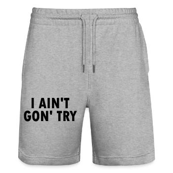 i aint gon try - Stanley/Stella Unisex Bio Joggingshorts Trainer  - Grau meliert - Vorne - Nik (191cm) & Marisol (170cm)