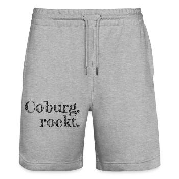 Coburg rockt - Textdesign mit Stadtnamen - Stanley/Stella Unisex Bio Joggingshorts Trainer  - Grau meliert - Vorne - Nik (191cm) & Marisol (170cm)
