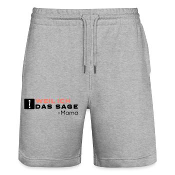 Weil Ich Das Sage - Mama Mami ist der Chef - Stanley/Stella Unisex Bio Joggingshorts Trainer  - Grau meliert - Vorne - Nik (191cm) & Marisol (170cm)