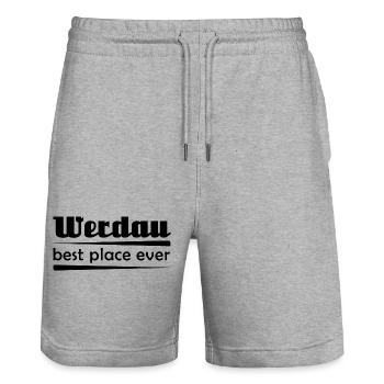 Werdau - Stadt best place ever - Stanley/Stella Unisex Bio Joggingshorts Trainer  - Grau meliert - Vorne - Nik (191cm) & Marisol (170cm)