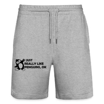 I just like penguins - Stanley/Stella Trainer Unisex Organic Jogging Shorts - heather grey - Front - Nik (191cm) & Marisol (170cm)