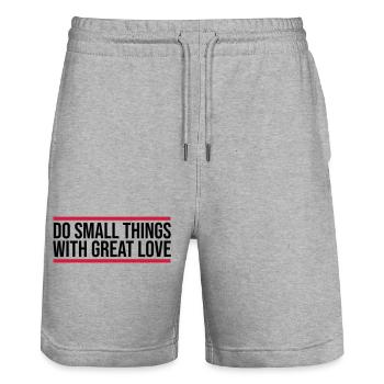 Quote do small things - Stanley/Stella Trainer Unisex Organic Jogging Shorts - heather grey - Front - Nik (191cm) & Marisol (170cm)