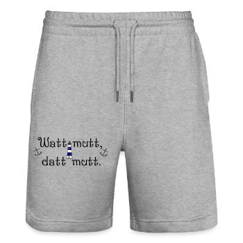 Watt mutt datt mutt - Stanley/Stella Unisex Bio Joggingshorts Trainer  - Grau meliert - Vorne - Nik (191cm) & Marisol (170cm)